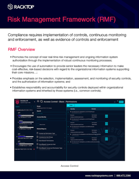 RMF overview | RackTop BrickStor Security Platform