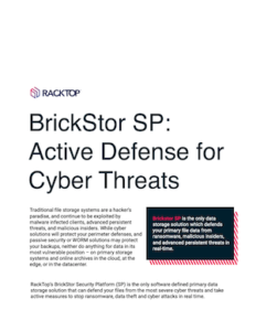 Active Defense for Cyber Threats with BrickStor SP